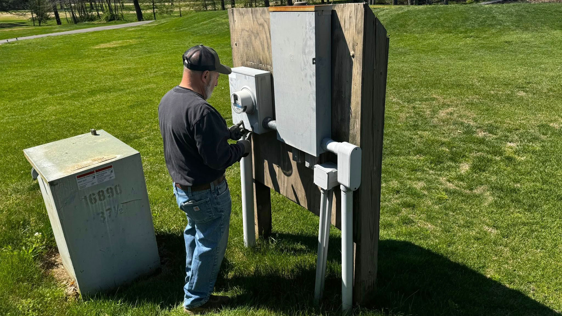 Brotsky Electrical technician working on a panel